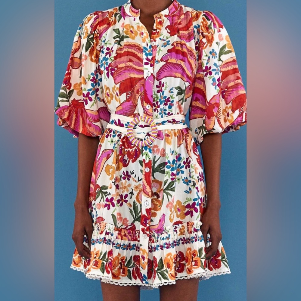Farmrio Belted Floral Dress, size small.